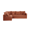 Canapé d'angle gauche 5 places en lin terracotta